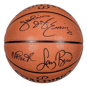 Magic Johnson, Larry Bird & Julius "Dr. J" Erving Multi Signed Spalding Basketball (PSA/DNA)